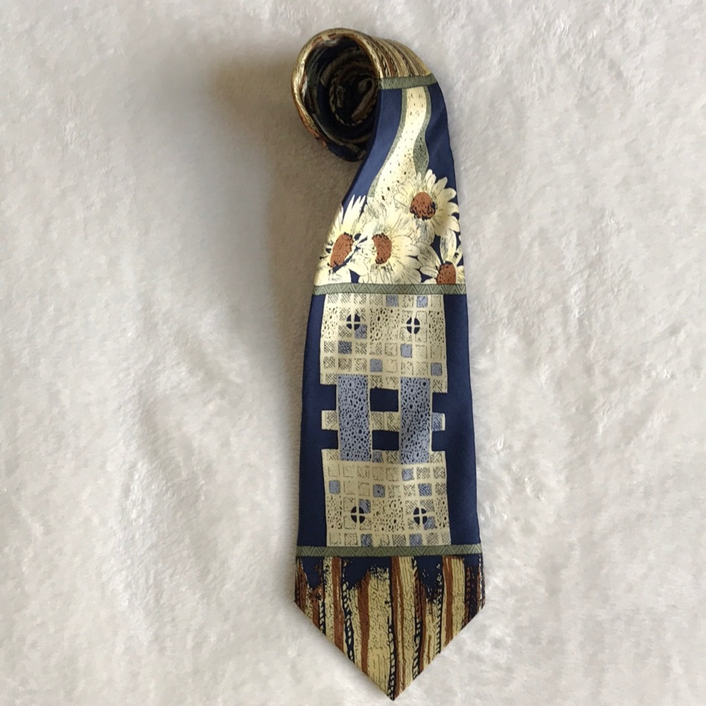 Blue and Yellow Floral Shenishi Tie